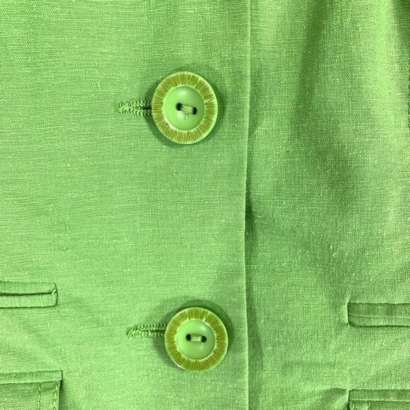 cropped short sleeve jacket top 3 buttons lapel hip pockets apple green sz 13 - Picture 13 of 16